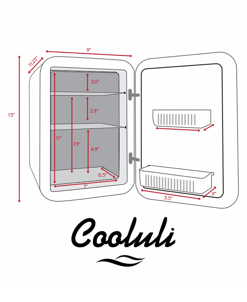 cooluli classic 10 liter pink mini fridge dimensions measurements
