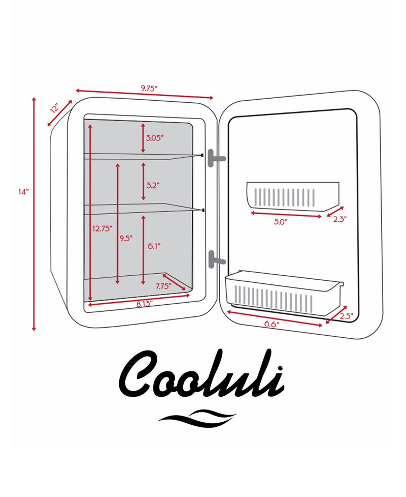 cooluli classic 15 liter pink portable mini fridge dimensions measurements