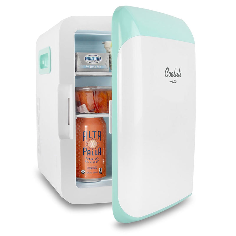 cooluli classic 10 liter teal mini fridge door