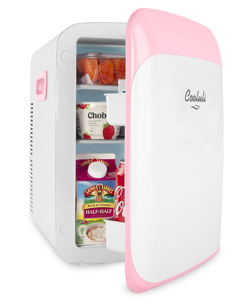 cooluli classic 15 liter pink portable mini fridge door