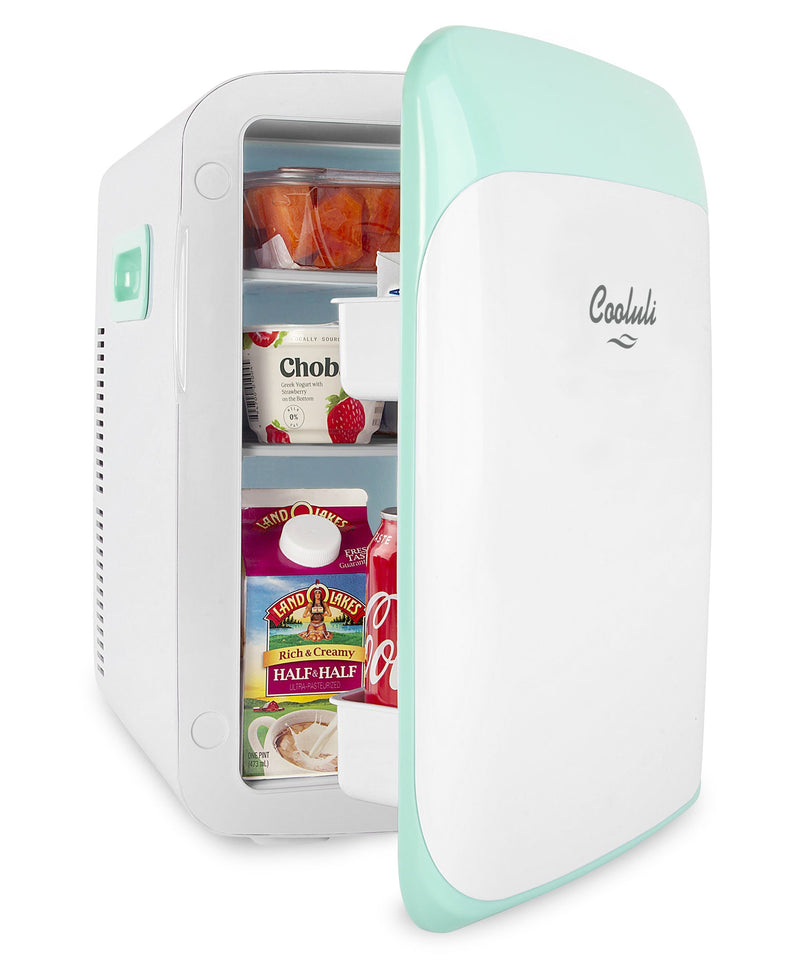 cooluli classic 15 liter teal portable mini fridge door