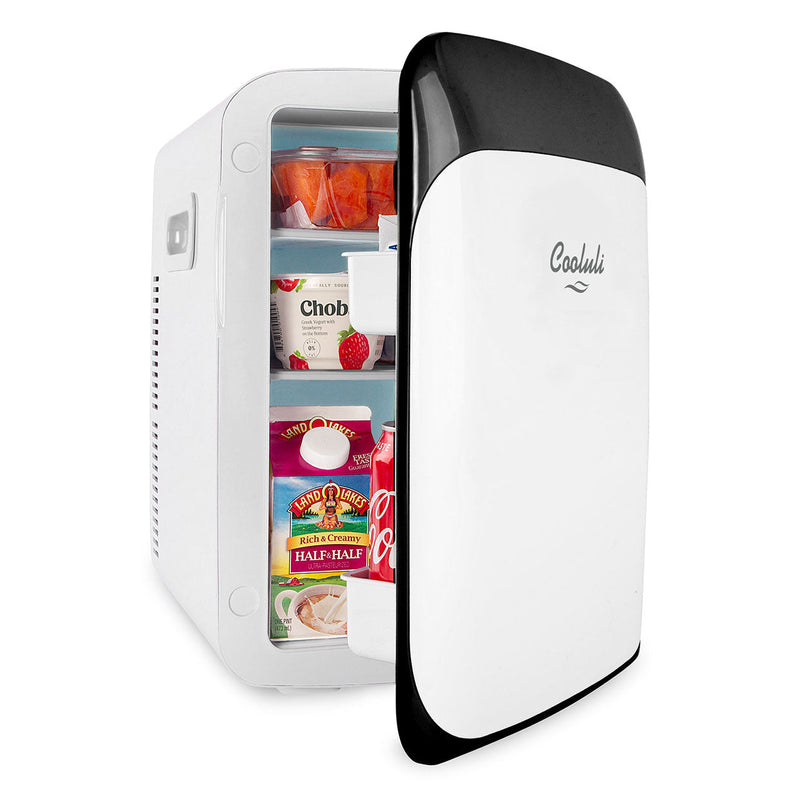 cooluli classic 15 liter white portable mini fridge door