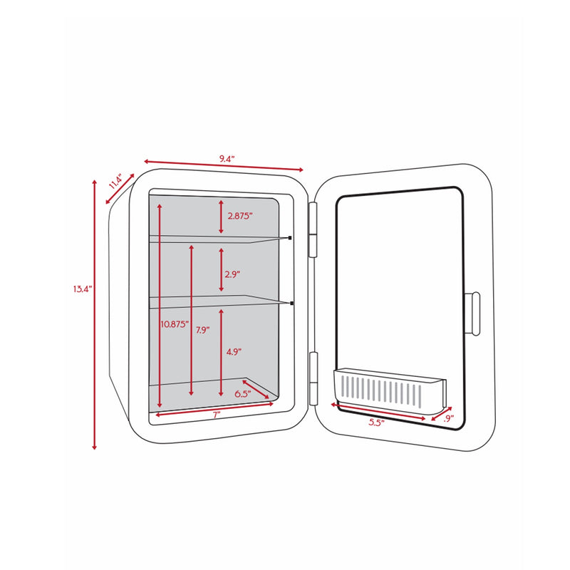 Infinity 10 Liter Portable White Mini Fridge Dimensions Measurements